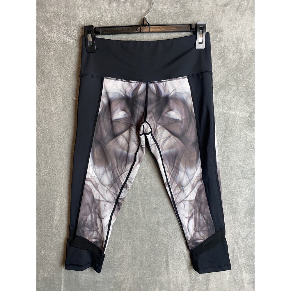 Just Live Womens Small Active Leggings Black Smoke‎ Print